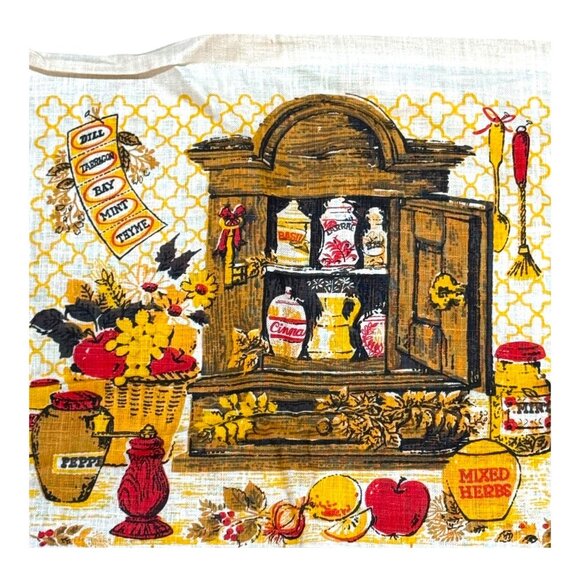Vintage 1972 Linen Kitchen Calendar Tea Towel Rustic Pantry Cottage Core Boho - Picture 2 of 5
